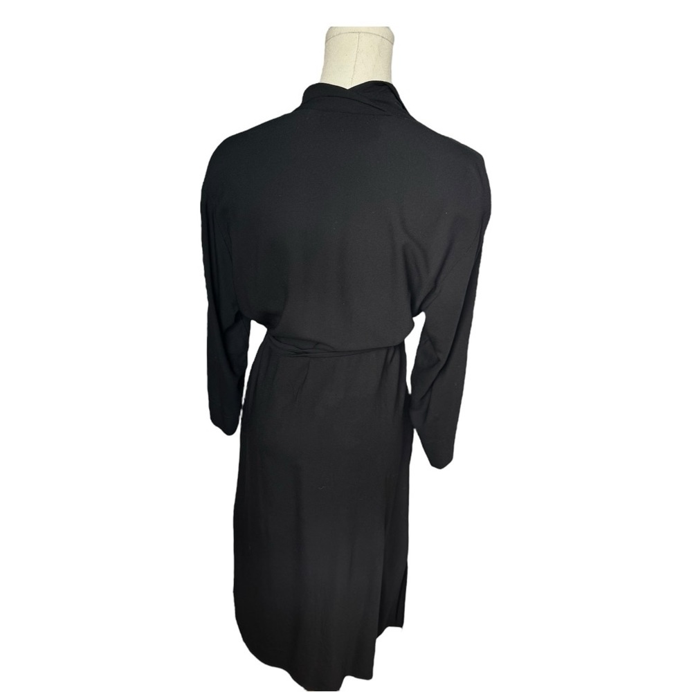 M.M. LaFleur ✘ Suzanne Trench Light Wrap Tie Collared Shirt Dress, Black, M - Picture 6 of 16